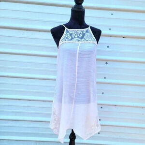 Ambrielle Sleepwear Babydoll Semi Sheer Lingerie Pink Lace Nighty Size Small